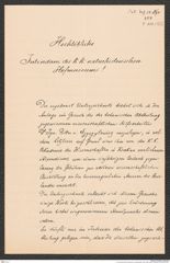 k.k. naturhistorisches Hofmuseum, Intendanzakten 1885-1896 (Hauer), Aktenzahl Z.254/1888, Seite 1
